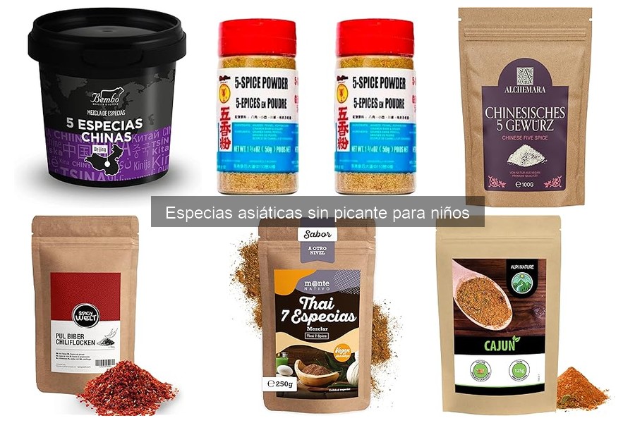 Comparativa de especias asiáticas sin picante para niños