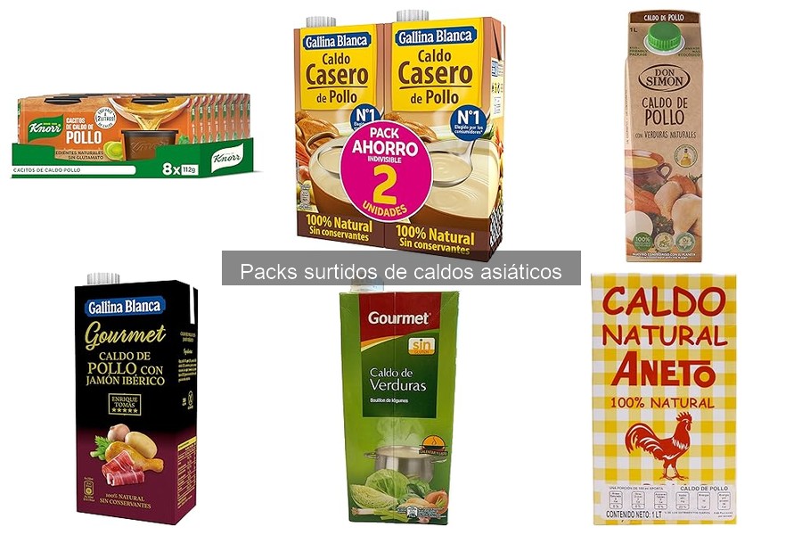 Packs surtidos de caldos asiáticos: ingredientes y usos