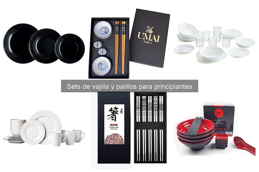 Sets de vajilla y palillos para principiantes en cocina asiática