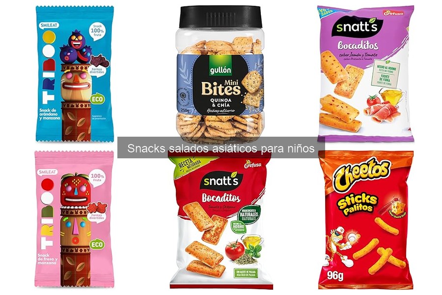 Snacks salados asiáticos para niños en supermercados