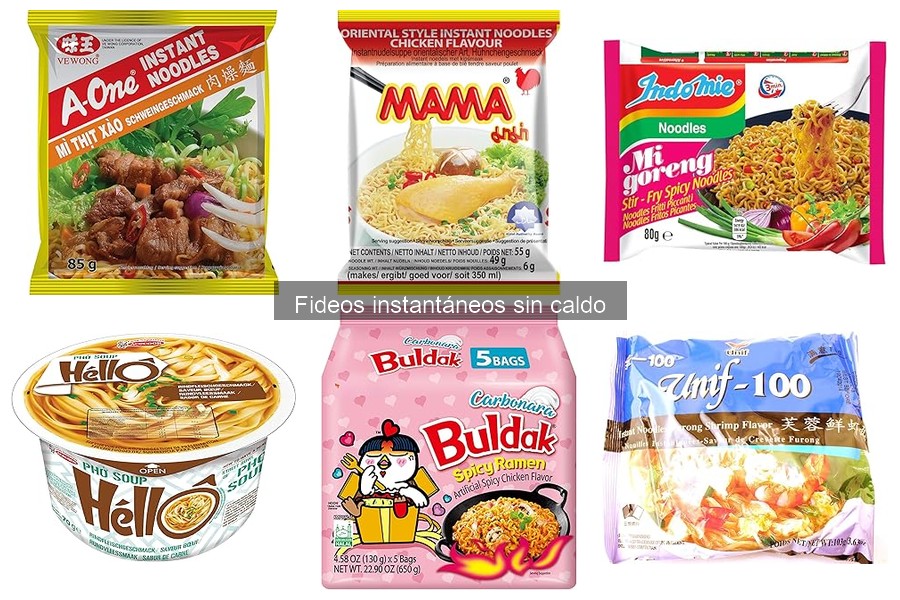 Tipos de fideos instantáneos sin caldo | Guía completa